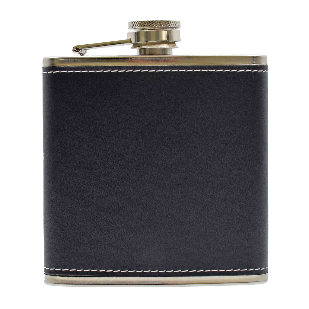 Metal 6oz Hip Flask With Leather Band