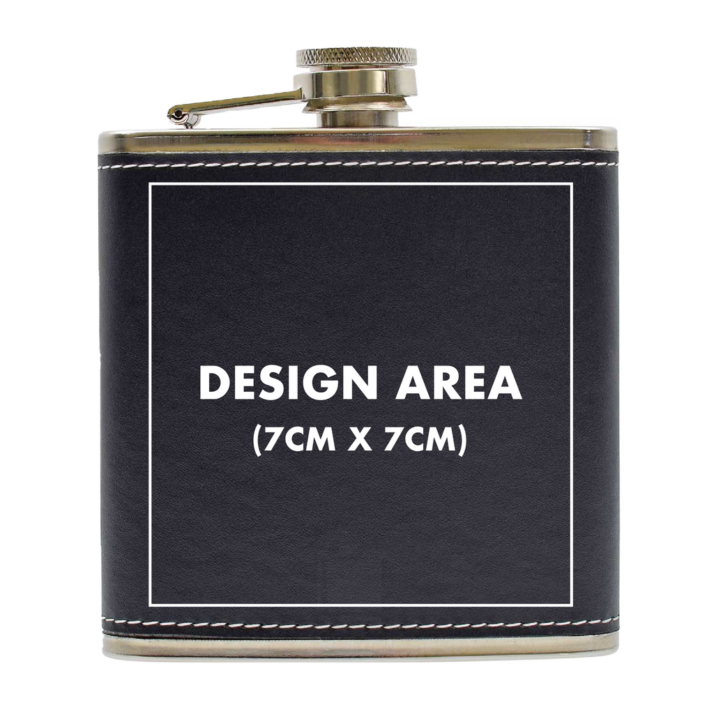 Metal 6oz Hip Flask With Leather Band
