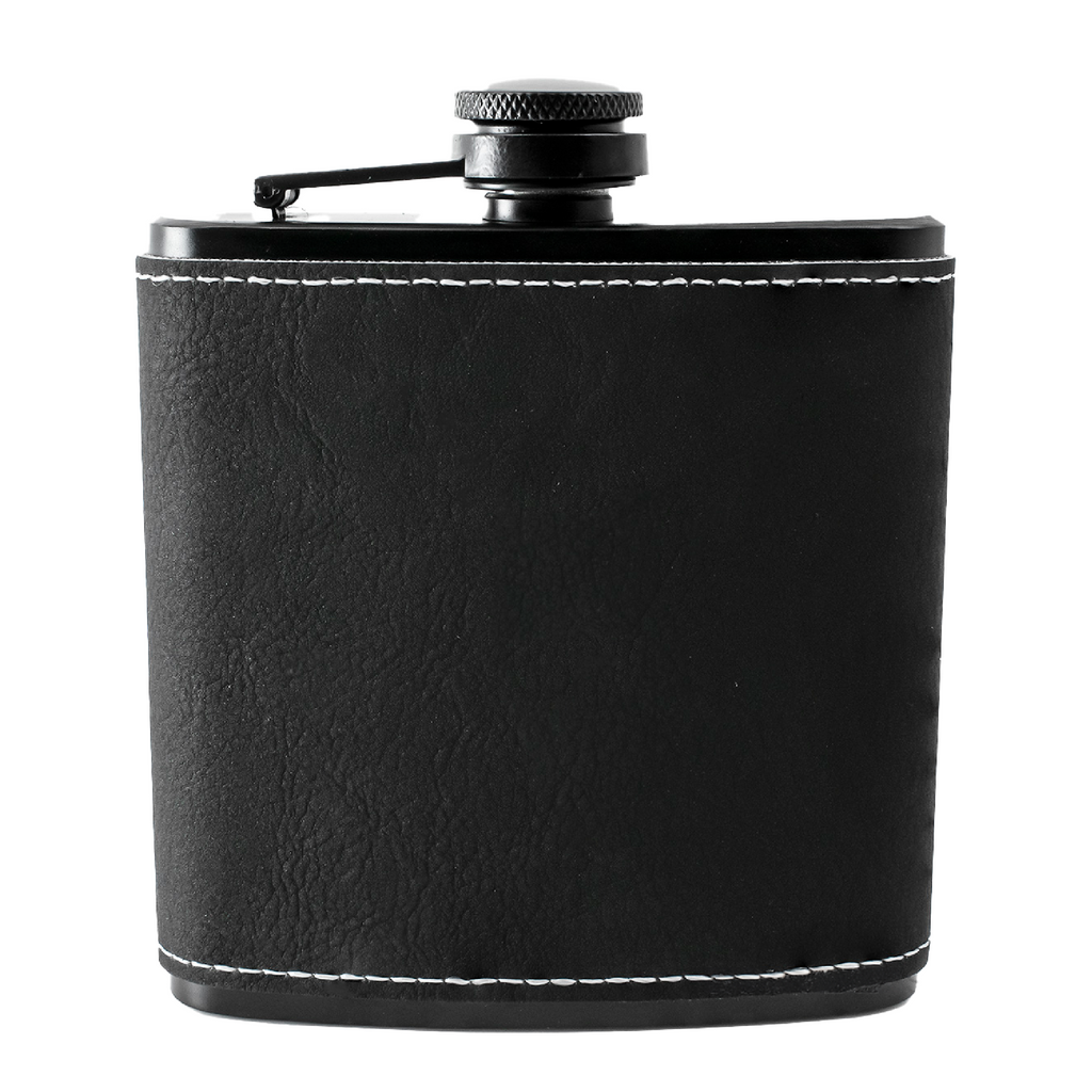 Metal 6oz Hip Flask With Leather Band