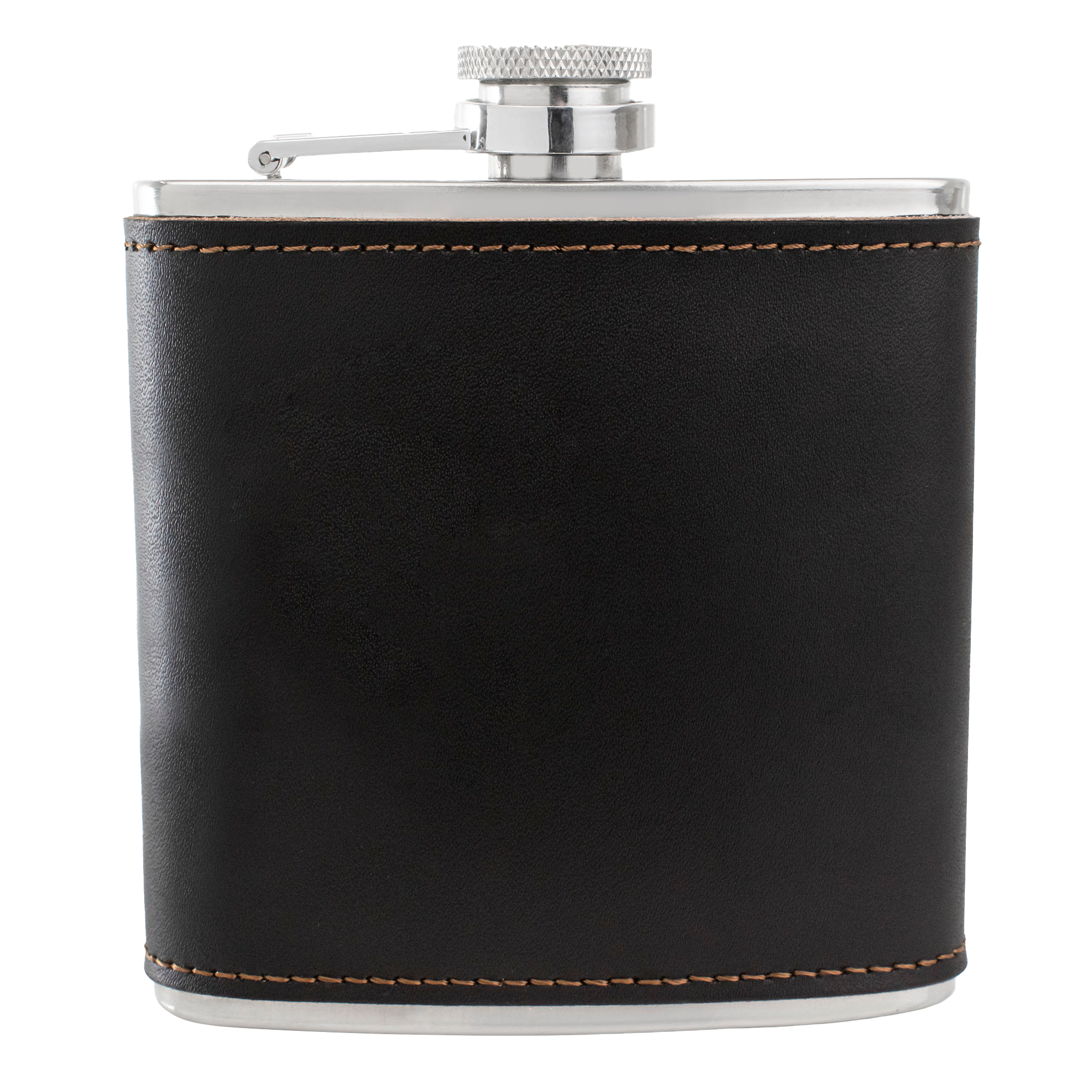 Metal 6oz Hip Flask With Leather Band